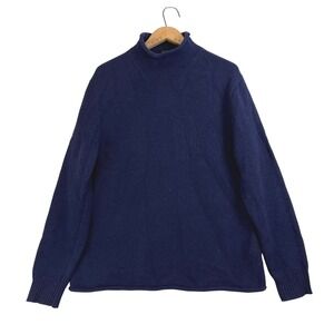 J.Crew Always Mens Navy Blue 100% Lambswool Mock Neck Sweater H2931 Medium